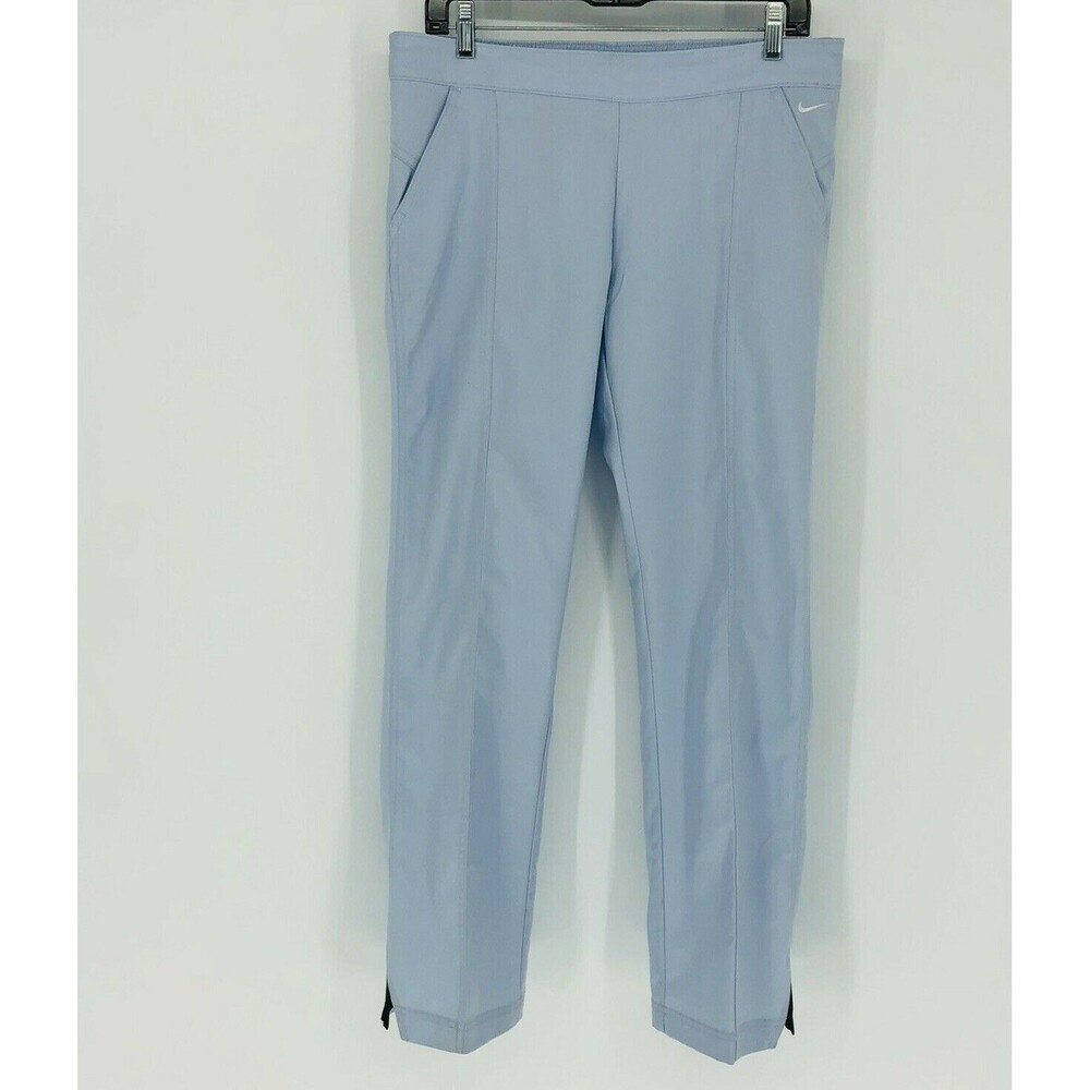 Nike Womens Retro Baby Blue 2000s Pull On Straight Track Pant Size 8 Stripe Slit